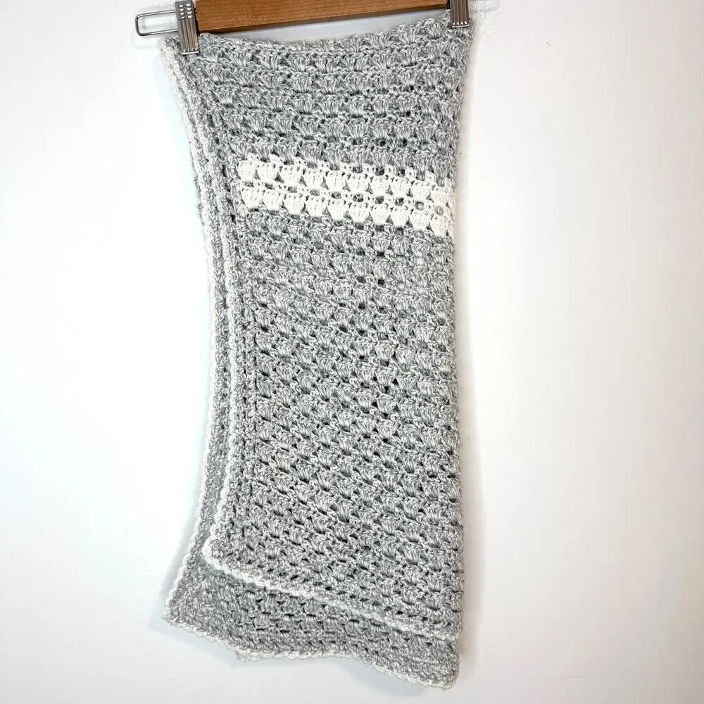 Handmade Crochet Baby Unisex Neutral Crib Stroller Blanket 38